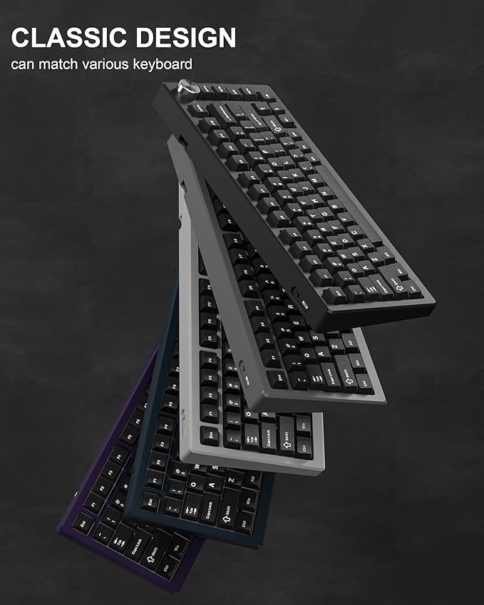 Womier Double Shot PBT Keycaps Set 138 Keys, Cherry Profile Custom Keycaps 60 65 75 100 Percent for 61/64/68/84/87/100/104/108 Retro Gaming Mechanical Keyboard, Black