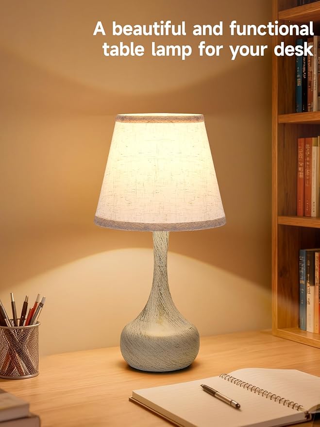 Touch Table Lamp for Bedroom Set of 2, Farmhouse 3-Way Dimmable Bedside Lamps for Nightstand with Fabric Shade