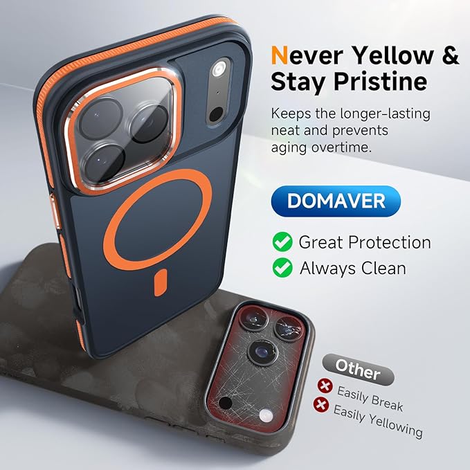 Magnetic 3 in 1 for iPhone 17 Pro Max Case, [Omni-Directional Protection] with 1x Screen Protector + 1x Camera Cover, [Seamless Work with Magsafe] Protective Case for iPhone 17 Pro Max Cosmic Orange