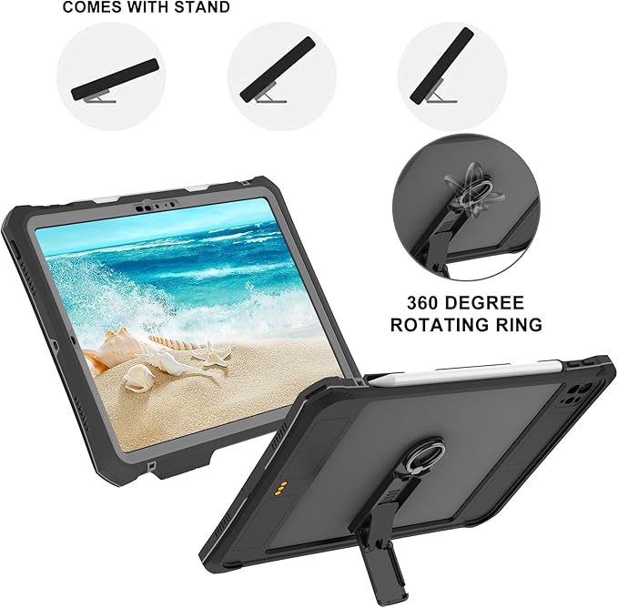 Ultimate Protection Compatible with iPad Pro 11 M4 2024 M5 2025 Released 11 Inch - Waterproof, Shockproof, and Dustproof Case Ages and Activities (Black)