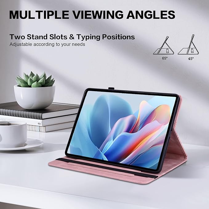 Case for iPad Air 11 Inch 8th/7th/6th Generation (M4/M3/M2) 2026/2025/2024, iPad Air 5th/4th Case 10.9 Inch 2022/2020 Embossed PU Leather Stand Shockproof Cover with Pencil Holder, Pink