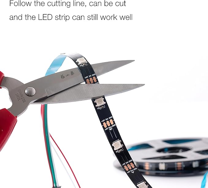 WS2812B LED Strip Individual Addressable Light Full Color SMD 5050 RGB Pixel Strip DC5V (30Pixels/m 150Pixels 16.4FT 150LEDS Non-Waterproof, White PCB)