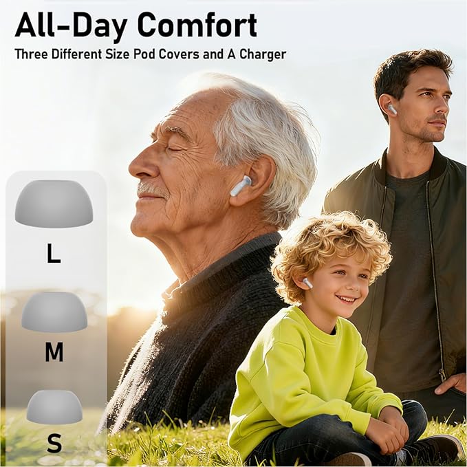 2 Pack ANC Wireless Earbuds with Big Bass Durable, Lightweight Design for Noisy Factories, Gym, and Travel, Includes 3-Size Tips for Secure Fit