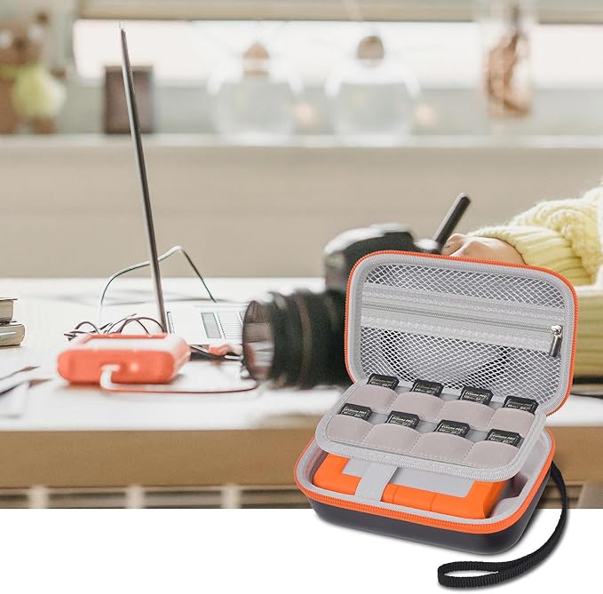 Case for LaCie Rugged Mini 1TB/ 2TB/ 4TB/ 5TB/ Thunderbolt 3.0 2.0 USB-C External Hard Drive Portable HDD, Storage Holder for Hard Drives for Mac and PC Computer & USB Cable SD Cards- Bag Only (Grey)