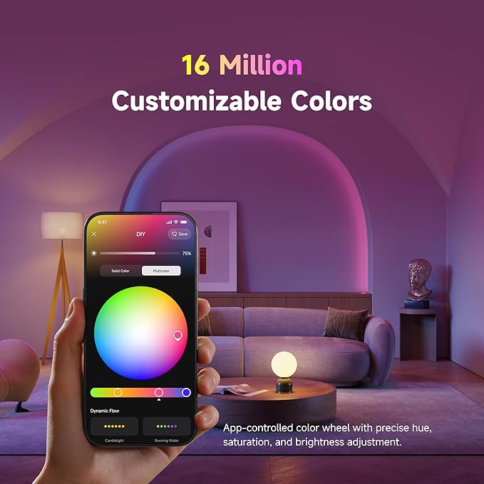 DREAME Smart Light Bulb, High CRI 90+ Color Changing LED, BLE+WiFi Dual Modes, 16 Million Colors 2700K-6500K, Works with Alexa & Google Home, Matter Compatible, A19 800LM 8.5W