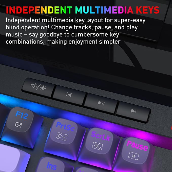 Redragon K580 HE Rapid Trigger Gaming Keyboard, 100% 104 Keys Wired Mechanical Keyboard w/Hyper-Fast Actuation, 8K Hall Effect Magnetic Switch, Dedicated Media Controls, Onboard Macro Recording