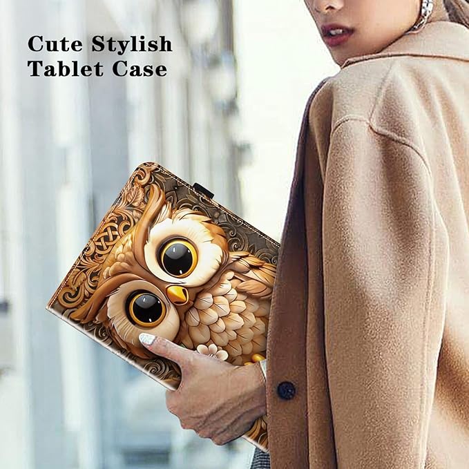 Case for iPad Pro 12.9 2022/2021/2020/2018, PU Leather Tablet Cases Flip Folio Multi-Angle Viewing Stand Protective Cover for iPad Pro 12.9" 6th Gen/5th Gen/4th Gen/3rd Gen - Brown Owl