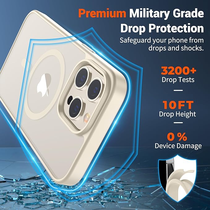 SUPFINE Magnetic for iPhone 12 Pro Max Case (Compatible with MagSafe) (Military Grade Drop Protection) Slim Translucent Matte Shockproof with Anti-Fingerprint Phone Case,Antique White