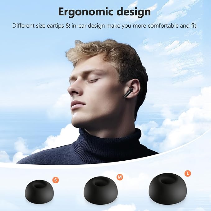 Wireless Earbuds 2025 NEW Bluetooth 5.4 Headphones Bass 3D Stereo, In-Ear Earphones with 4 ENC Noise Cancelling Mic, 48H Playtime with LED Display, IPX7 Waterproof for Laptop Pad Android iOS, Black