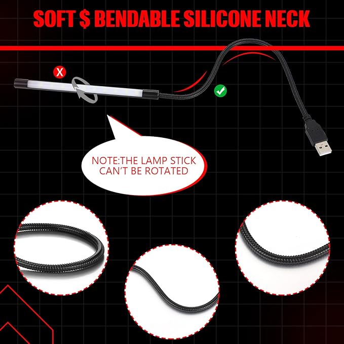 Mudder Portable USB Laptop Light - Flexible Stick Dimmable Touch Switch LED White Lamp for Laptop Computer PC (Black)