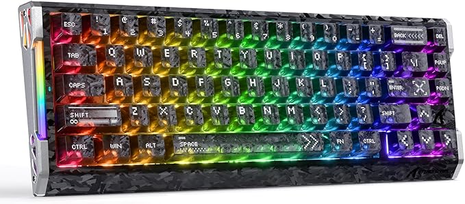 ATTACK SHARK R68 HE 60% Wired Rapid Trigger 8K Mechanical RGB Gaming Keyboard with 0.005mm Accuracy,0.08ms Latency,256K Scan,Hall Effect Magnetic Switch,Carbon Fiber+CNC Aluminum Alloy for PC FPS(Ink)
