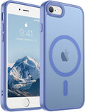 SUPFINE Magnetic for iPhone SE Case 2022 (3rd)/2020 (2nd), iPhone 8 Case (Compatible with MagSafe) (Military Grade Drop Protection) Slim Translucent Matte Phone Case, Blue Purple