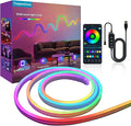 Neon Rope Light, 6.56FT RGB LED Strip Light APP Control, Button Control, 5V Musci Sync Color Changing Rope Light, IP65 Waterproof LED Light for Bedroom Living, Party, Christmas Decoration