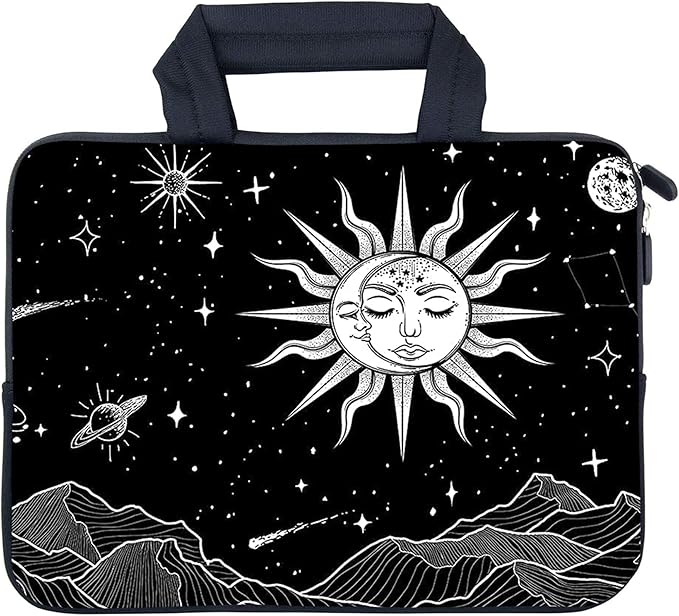 AMARY Laptop Sleeves 11.6" 12" Laptop Handle Bag Neoprene Notebook Carrying Pouch Chromebook Sleeves case Fit Apple MacBook Air HP DELL Lenovo Asus (Sun Moon)
