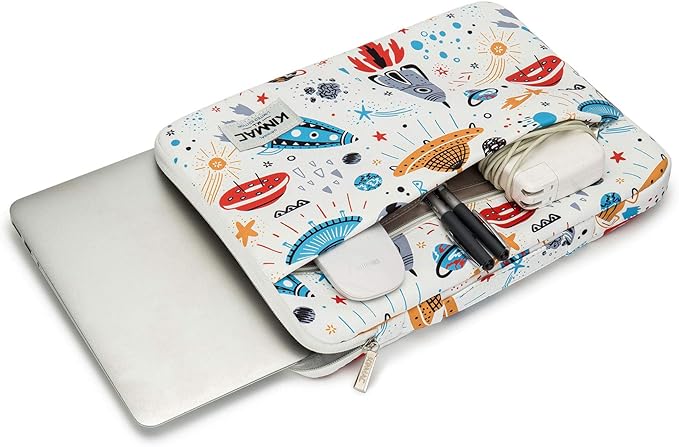 Kinmac 360 Degree Protective Laptop Sleeve Case Bag with Handle for MacBook Air 15 inch and 15 inch-15.6 inch HP Lenovo Dell ASUS Acer Laptop (Spaceship)