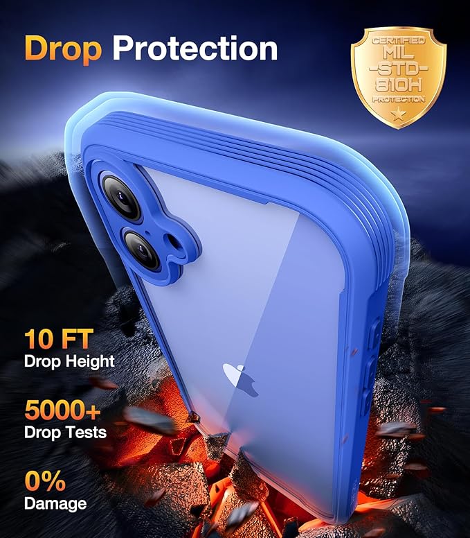 Diaclara Designed for iPhone 16 Plus Case, Full Body Rugged Case with Built-in Touch Sensitive Anti-Scratch Screen Protector, Upgraded [Full Camera Protection] for iPhone 16 Plus 6.7" (Ultramarine)