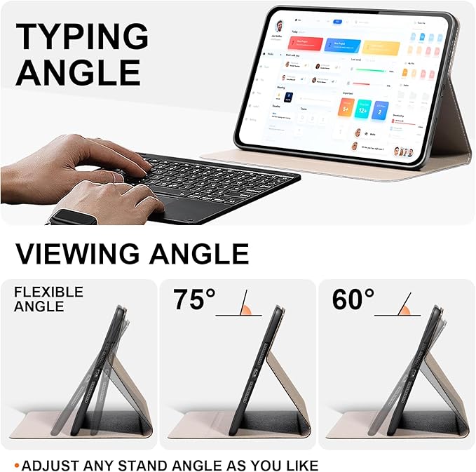 for iPad Pro 11 Inch Case 4th/3rd/2nd/1st Gen (2022-2018), Slim Leather Feel Protective Cover, Multi-Angle Stand & Auto Sleep/Wake Smart Folio, Grey Brown
