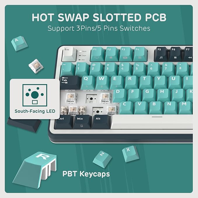 RK ROYAL KLUDGE S98 Mechanical Keyboard w/Smart Display & Knob, Top Mount 96% Wireless Mechanical Keyboard BT/2.4G/USB-C, Hot Swappable, Software Support, Creamy Sounding, 98 Keys
