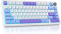 surmen M75 75% Wireless Creamy Keyboard with Gasket, Pre-lubed Triple Mode Bluetooth Mechanical Gaming Keyboard BT5.0/2.4Ghz/USB with Sound Absorbing Pads Hot-Swap(Starlight White)
