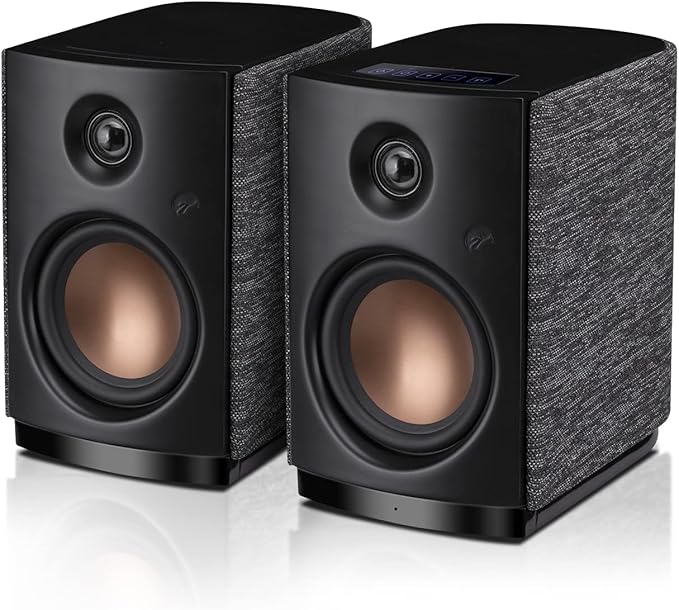 HiVi-Swans OS-10 HiFi Stereo Speakers, Bluetooth 5.0 Active Computer Bookshelf Speakers - 4'' Dynamic Woofer, Powered Desk Speakers 62w RMS with Touch Control for PC/Phone/TV - Black