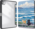 Case for iPad Pro 11-Inch M5/M4 2025/2024 (6th/5th Generation), Case with Pencil Holder, Clear Back Cover Cute Cool Design for Women Girls, Auto Sleep/Wake, Cute Cat
