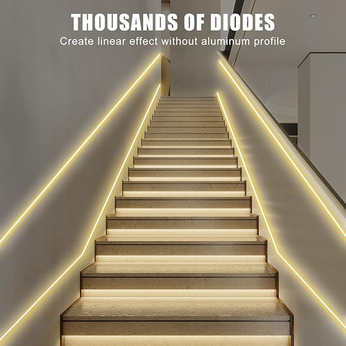 Tatazone White COB Led Strip Lights Max with RF Remote, 32.8ft 2700K CRI93+ Dimmable Warm White COB Light Strip, Adhesive Indoor COB Led Lights for Living Room, Shelf, Cabinet