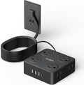 12 in 1 Power Strip Extension Cords with Multiple Outlets, 8 Outlets & 4 USB Ports Extension Cord, Flat Plug Compact Charging Station