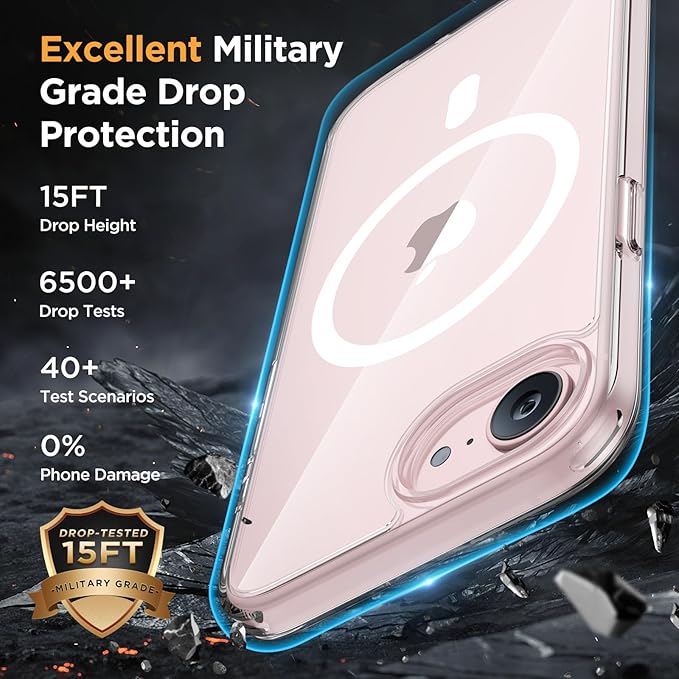 Miracase for iPhone 16e case & iPhone 17e Case for MagSafe [with 2×9H+ Screen Protectors] TOP Military-Grade Protection Shockproof with Velvet Touch for iPhone 16e/17e Phone Case 6.1", Clear