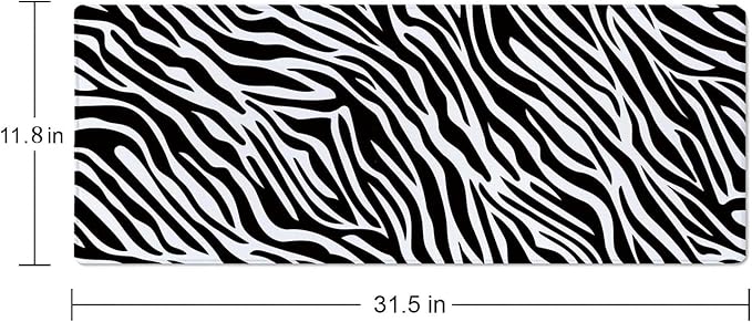 Trendy Zebra Skin Pattern Desk Pad Mouse Pad,Large Gaming Mouse Mat with Stitched Edges,Non-Slip Waterproof Rubber Base Mous Mat for Office Computer Keyboard Laptop Home(31.5X11.8 in)