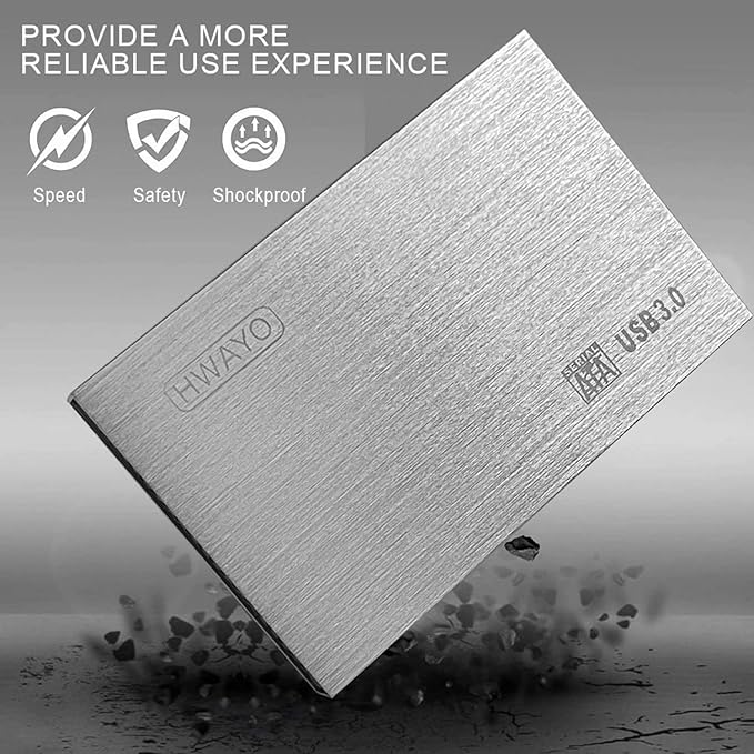 HWAYO 2.5'' HDD 320GB Ultra Slim Portable External Hard Drive USB3.0 Storage for Xbox One Console, PC, Laptop, MacBook (Silver)