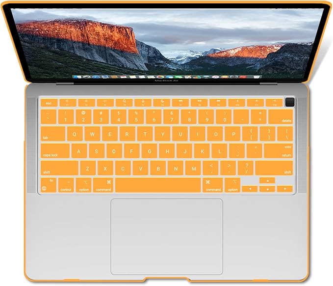 IBENZER Compatible with New MacBook Air 13 inch Case 2022 2021 2020 M1 A2337 A2179 A1932, Plastic Hard Shell Case with Keyboard Cover for Mac Retina Display with Touch ID, Marigold, MAT13-MAGD+1