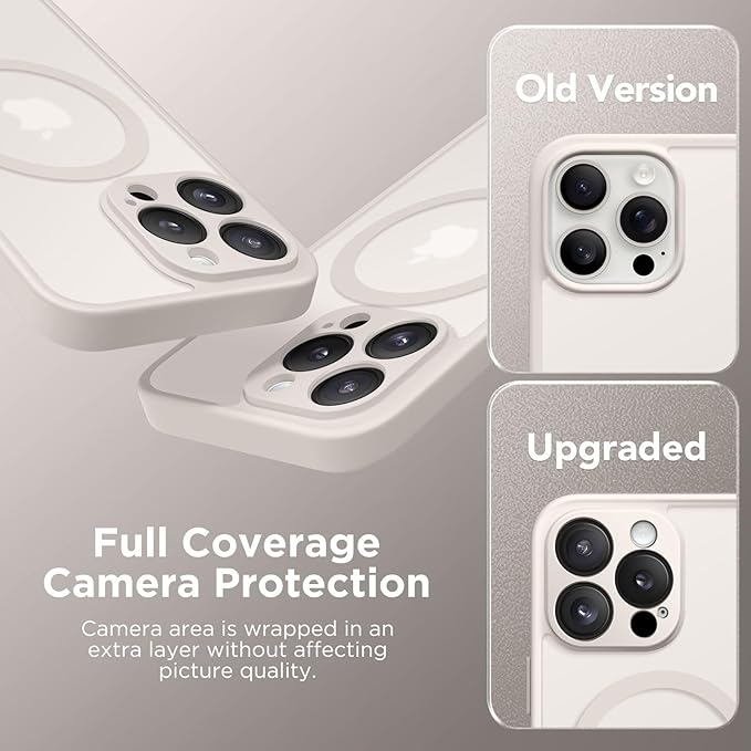 CAPRARO Magnetic Compatible with iPhone 16 Pro Max Case, Upgraded [Full Camera Protection] [Compatible with MagSafe] Protective Translucent Matte Women Phone Case Cover, Stone