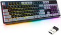 KLIM Chroma Wireless Keyboard – RGB Backlit Gaming, Rechargeable Battery, PC Keyboard, Durable & Water-Resistant, Compatible with PS4, PS5 & Mac - Black
