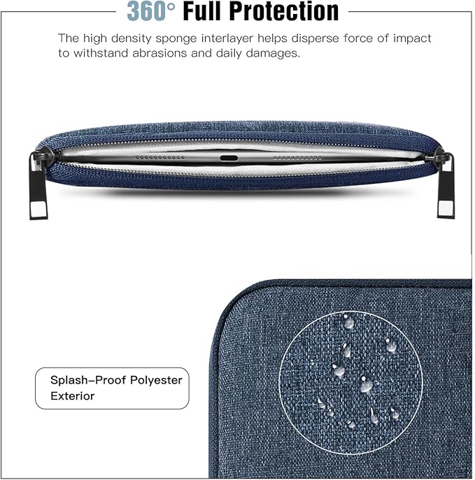 TiMOVO 13 Inch Tablet Sleeve for Pad Air 13" M3 2025, iPad Pro 13"/12.9", Galaxy Tab S9 Plus/S10+/S9 FE+, Remarkable Paper Pro 11.8", Protective Pocket Bag, Midnight Blue