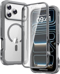 Diaclara Magnetic Designed for iPhone 17 Pro Case Full Body Bumper,[Compatible with MagSafe] Military Drop Proof Cover with Built-in Touch Sensitive Anti-Scratch Screen Protector, Grey Titanium