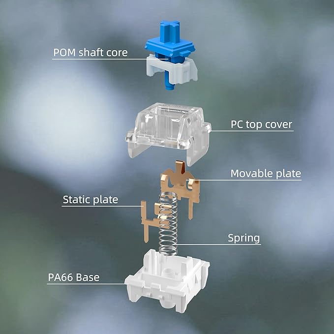 Zhouwang 90PCS Blue Clicky Mechanical Keyboard Switches,3-Pin Hot-Swappable Pre-Lubricated Switches with 2 Kailh Switches,Crisp Click Sound,for Gaming Keyboards & 3D Print Accessories