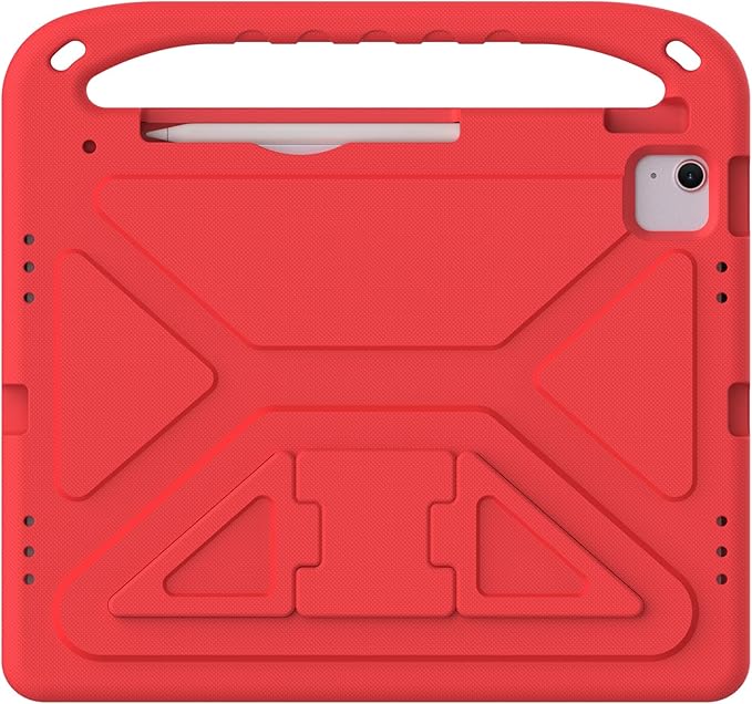 for iPad Air 11" M4 M3 M2 2026 2025 2024 Case for Kids, iPad Pro 11 Inch M5 M4 Case 2025 2024, Soft EVA Handle with Shoulder Strap Stand Cute Kids Friendly Bumper Cover, Red