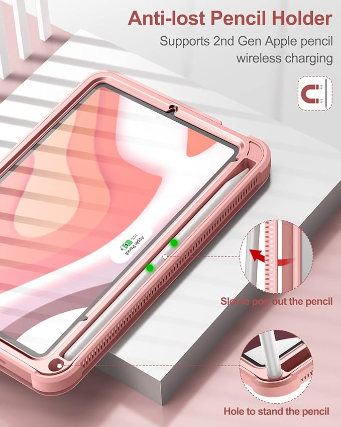 Case for iPad mini 7 (A17 Pro) 2024 & iPad mini 6 2021 Case, [Built-in Screen Protector][Auto Sleep/Wake][Pencil Holder] iPad mini 6th Generation 8.3-inch Soft Leather Flip Cover with Stand, Pink