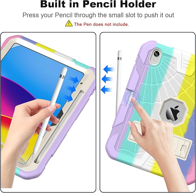SIBEITU Kids Case for iPad (A16) 11-inch 2025 / iPad 10th Gen 10.9-inch 2022, Shockproof Rugged Hybrid 3-Layer Protective 11/10 Gen iPad Cover with Kickstand & Pencil Holder for Girls Boys, Camouflage