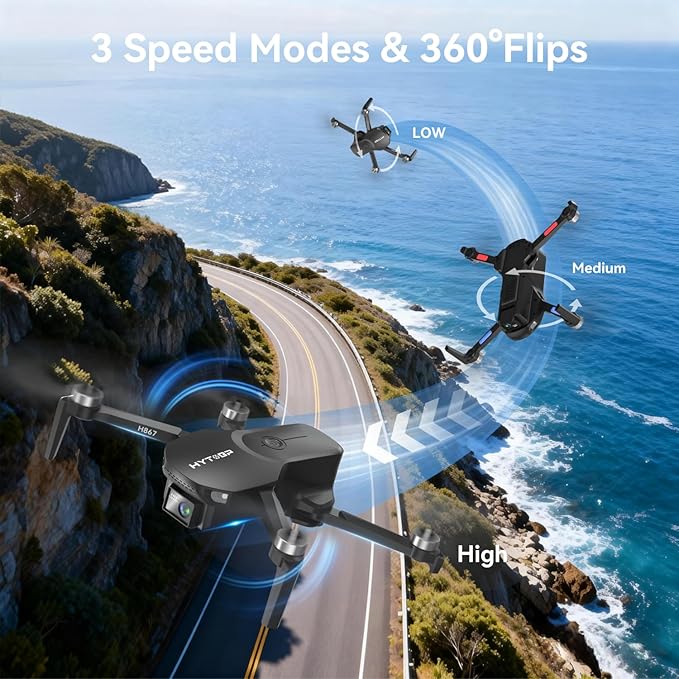 Drone with Camera for Adults 4K, 90° Remote Adjustable Lens Foldable Quadcopter, Brushless Motor, 36 Mins Flight with 2 Batteries, Optical Flow Hover, Easy for Beginners,Under 249g(Black)