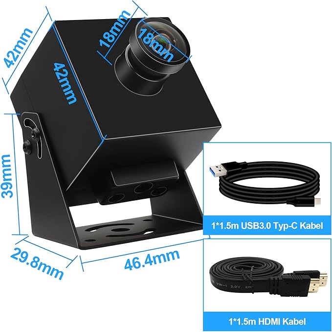 MMlove 4K HDMI Camera High Speed 60FPS USB Webcam 8MP Streaming with 120 Wide Angle Lens H.264 2X Digital Zoom Simultaneous Output Close up Lightburn for PC Laptop