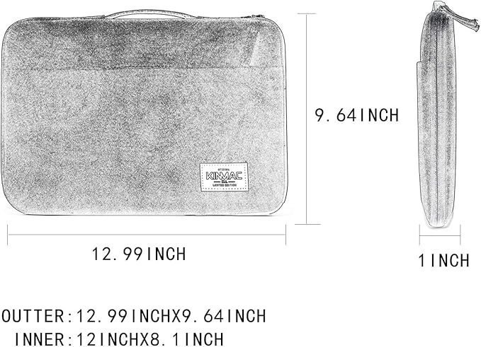 Kinmac 360° Heavy Duty Protective Laptop Sleeve Case Bag Cover with Handle for MacBook Air 13 inch,iPad Pro 13 inch and 13.3 inch HP,Dell,Lenovo,Asus,Acer Laptop (Wine Red Canvas)