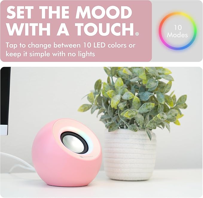 X9 Performance Pink Computer Speakers for Desktop PC with RGB Lighting, Bluetooth, USB, and AUX - Triple Mode Connection, Dual 2.25" Drivers for Work and Play, Bluetooth Desktop Speakers for PC - Pink
