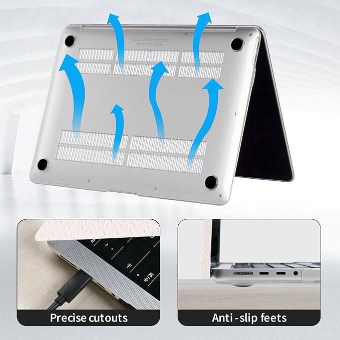 DTangLsm for MacBook Pro 14 inch Case 2026 M5, 2025-2021 M4 M3 M2 M1 A3427 A3426 A3434 A3401 A3185 A3112 A2992 A2918 A2779 A2442, Woven Textured Leather Hard Logo Cutout Case+Keyboard Cover, Beige
