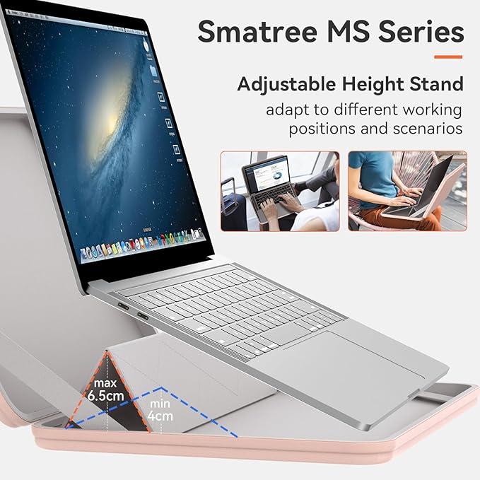 Smatree MS82 Hard EVA Protective Sleeve with Stand Compatible for 15.6 inch HP OmniBook 3 NGAI 15/Next Gen AI PC, for HP EliteBook 650/655, for ProBook 450/455/ZBook Power G9/G10 Workstation, Pink