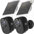 Rraycom 2Pack 5G Solar Security Cameras Wireless Outdoor, 2K Battery Camera w/Solar Panel, Siren Alarm, Color Night Vision, 2-Way Talk, Waterproof, Works/Alexa, WiFi Camera for Outdoor Surveillance