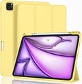 ZryXal New iPad Air 13 Inch Case M3 2025/M2 2024 with Pencil Holder, Trifold Stand Smart Case with Soft TPU Back,Auto Wake/Sleep(Yelow)