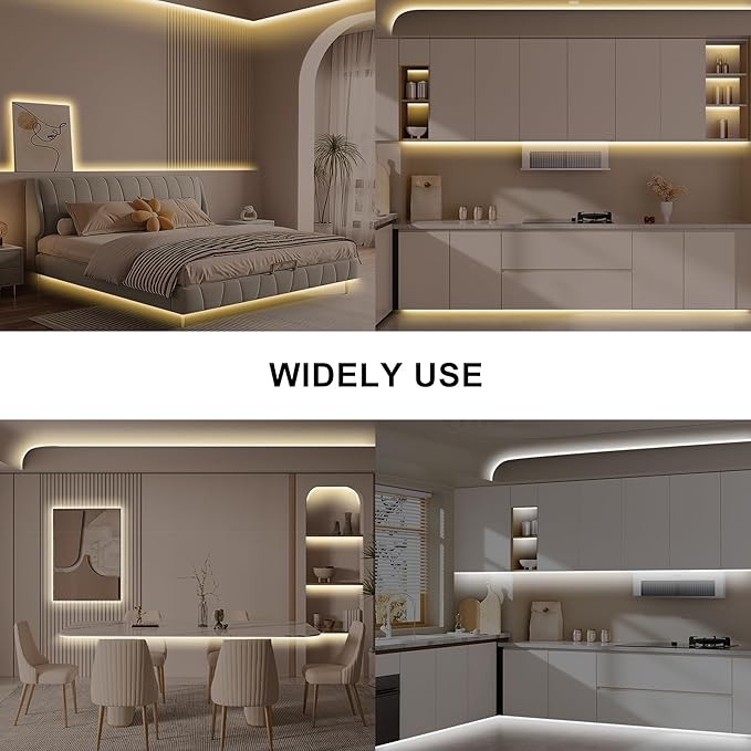 Tatazone 6.56ft Tunable White COB Led Strip Light with RF Remote, CRI93+ Dimmable CCT 2700K-6500K COB Led Tape Lights, Adhesive High Density Dual Color Led Light Strip for Bedroom, Kitchen, Cabinet