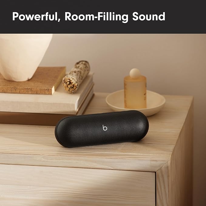 Beats Pill - Portable Bluetooth Speaker - Up to 24H Battery Life, Water Resistant, Bluetooth, Apple & Android Compatible, Seriously Loud Sound for Home, Outdoor and Travel - Matte Black