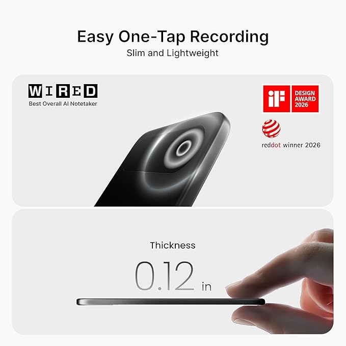 Comulytic Note Pro AI Voice Recorder, Unlimited Transcribe & Summarize, AI Note Taking Recording Device w/Case, App Control, 113 Languages for Calls, Meetings, Lectures, Interviews, Black
